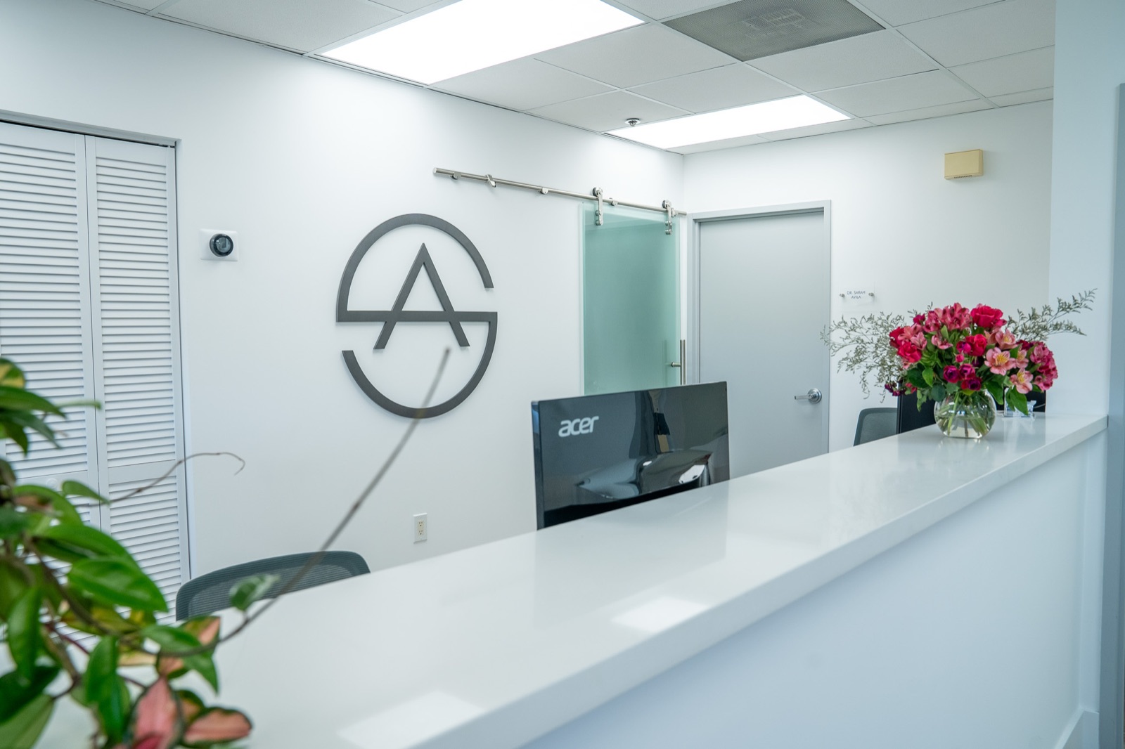 Medical office reception logo wall Miami
